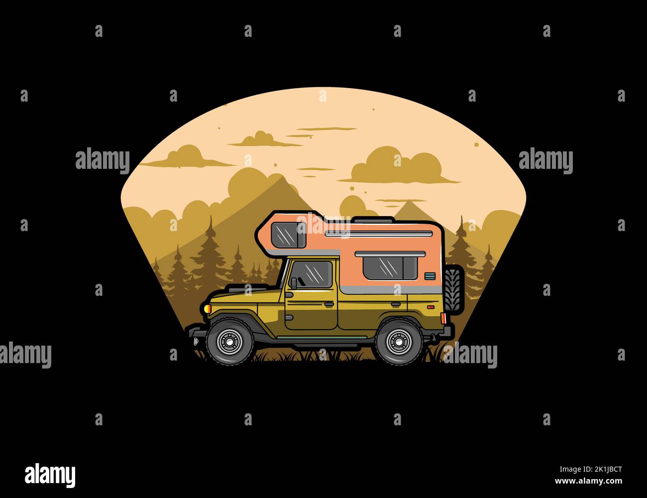 Stocky camper car illustration badge design Stock Vector Image & Art ...