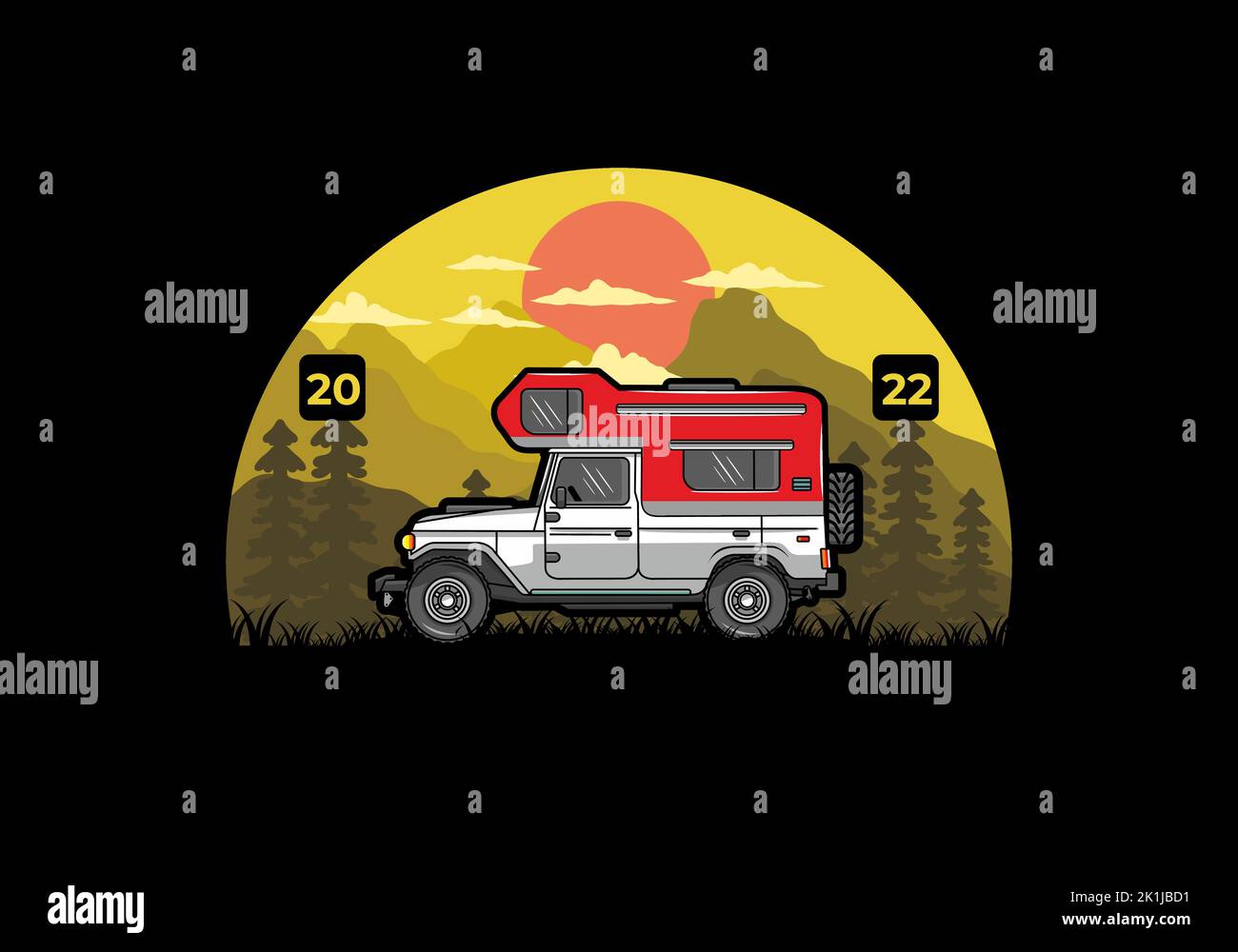 Stocky camper car illustration badge design Stock Vector Image & Art ...