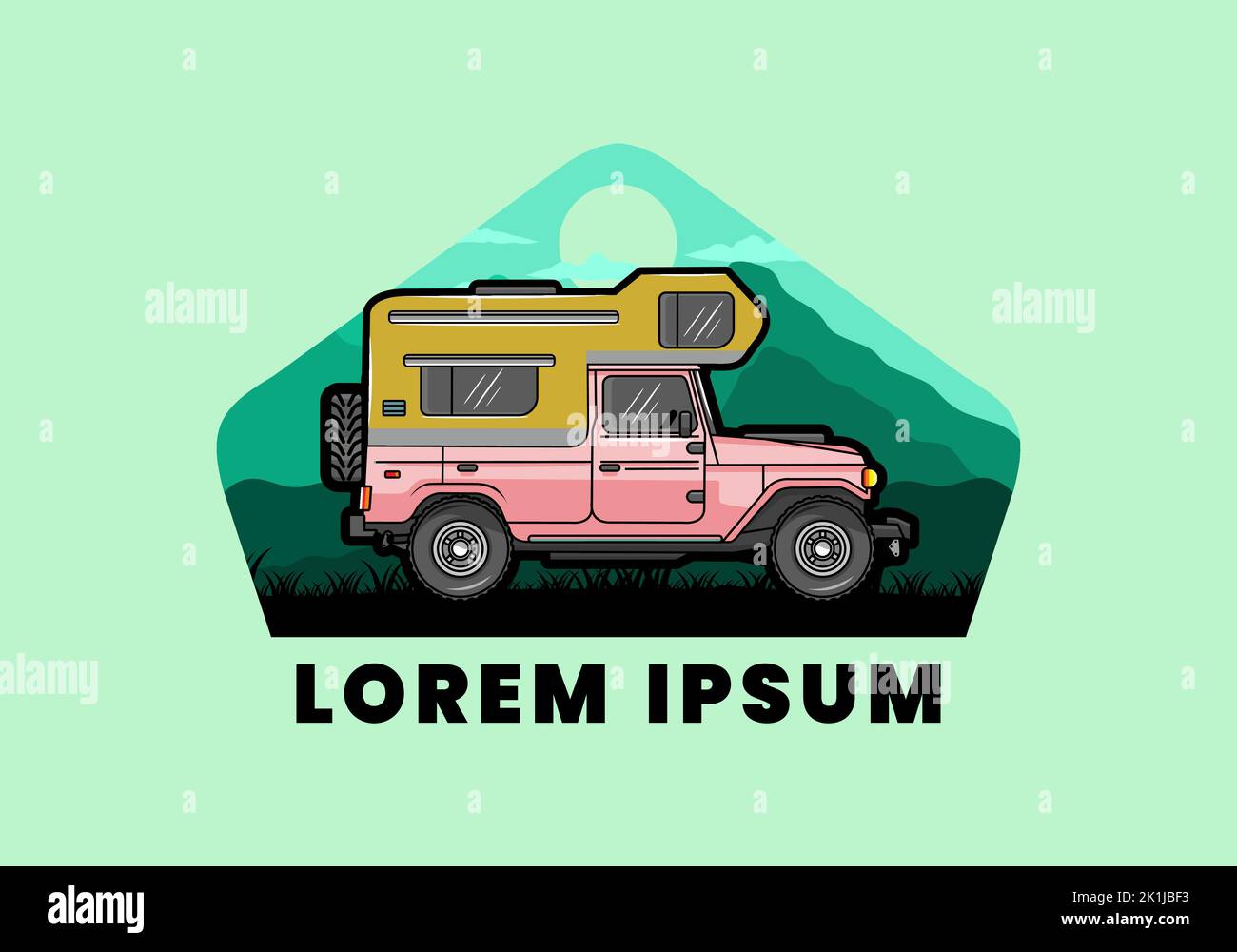 Stocky camper car illustration badge design Stock Vector Image & Art ...