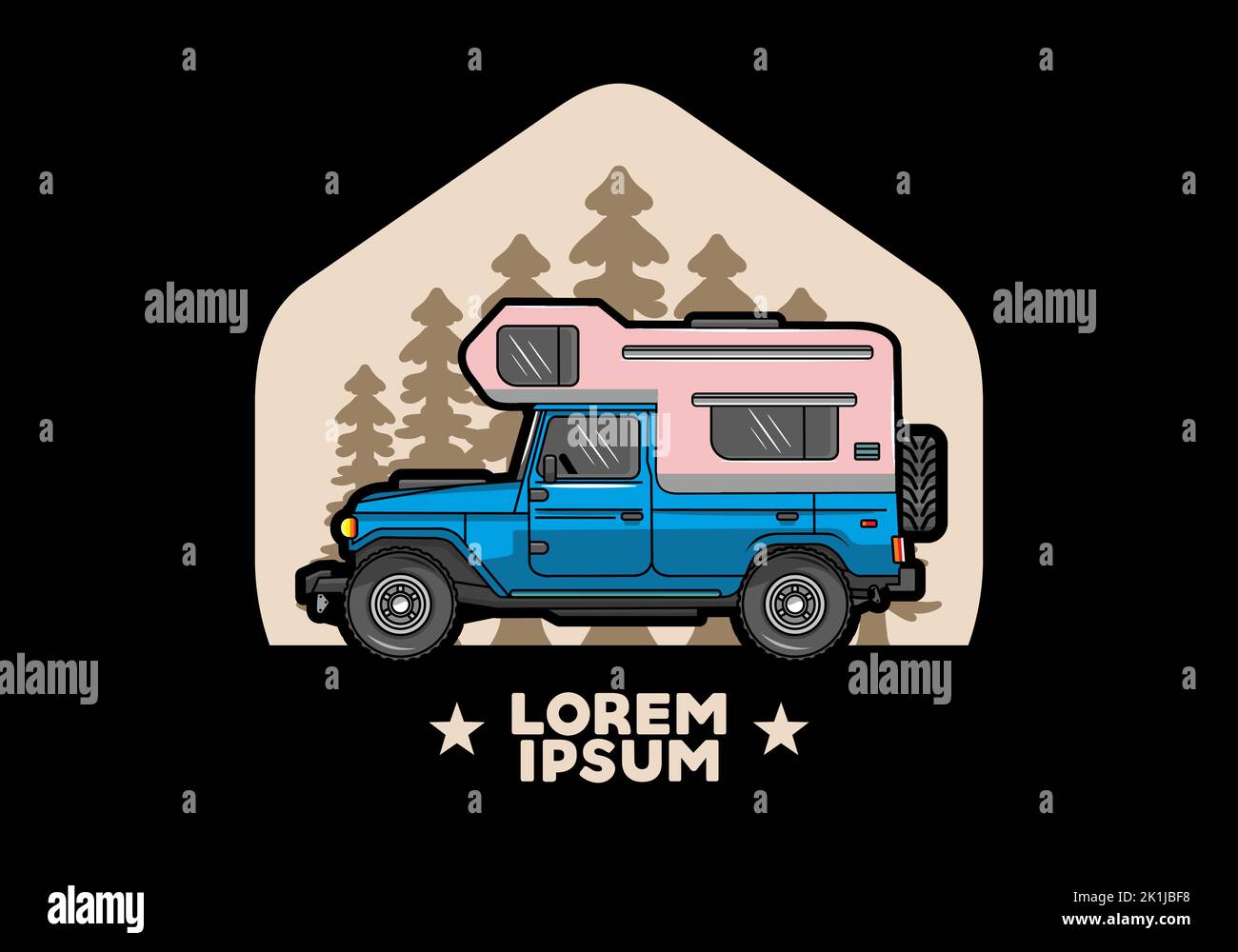 Stocky camper car illustration badge design Stock Vector Image & Art ...