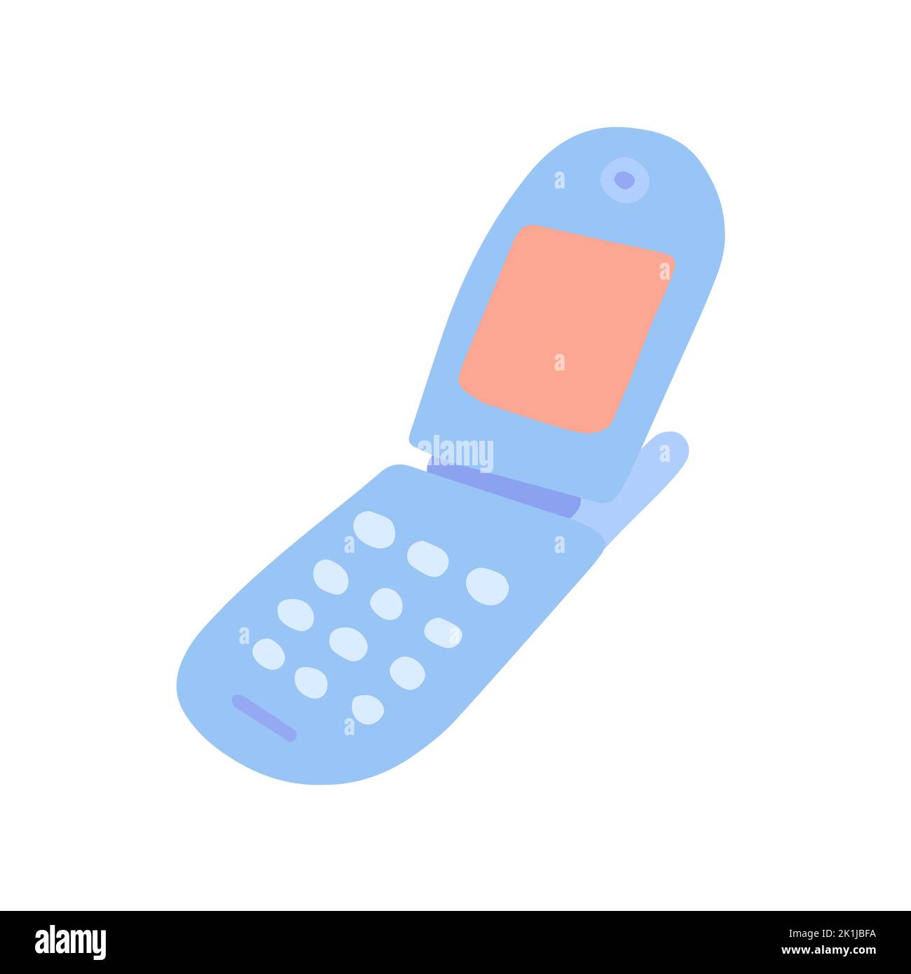 Handdrawn cute isolated clipart illustration of y2k old flip phone