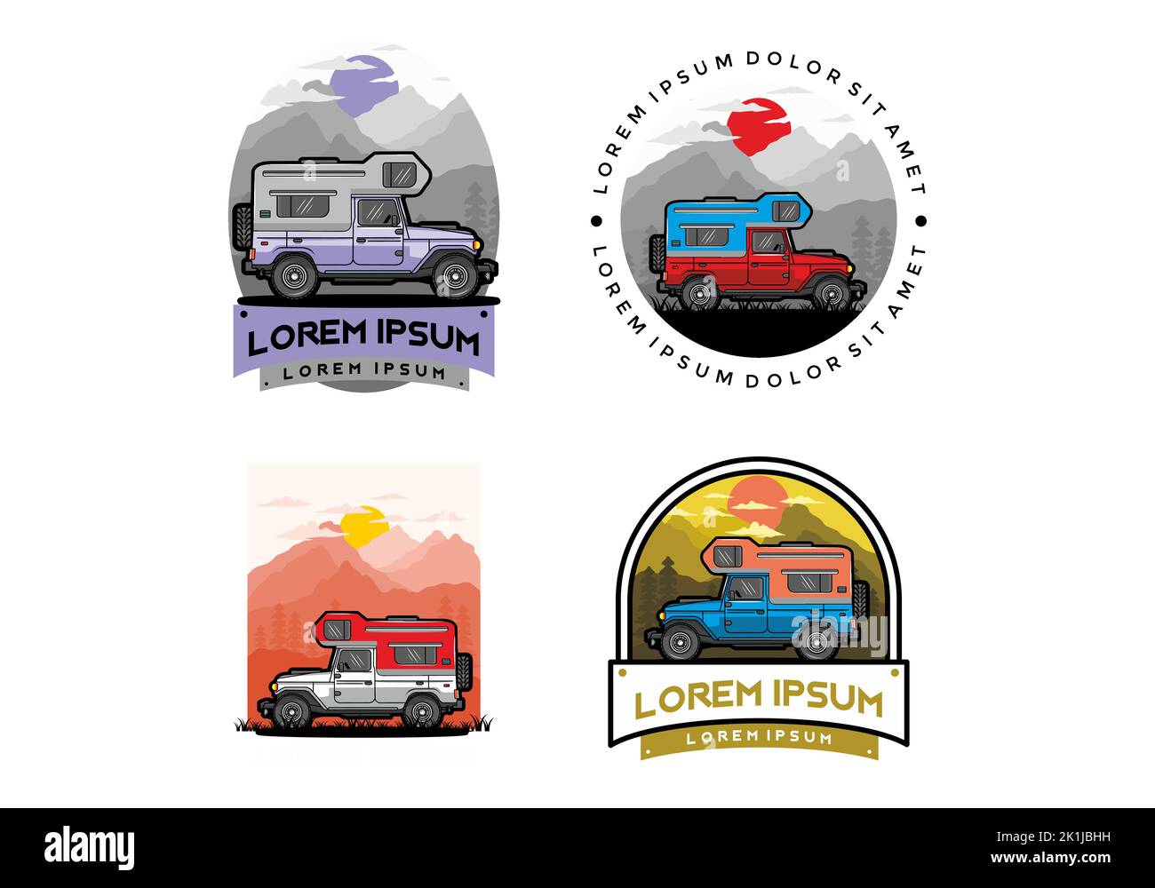 Stocky camper car illustration badge design Stock Vector Image & Art ...