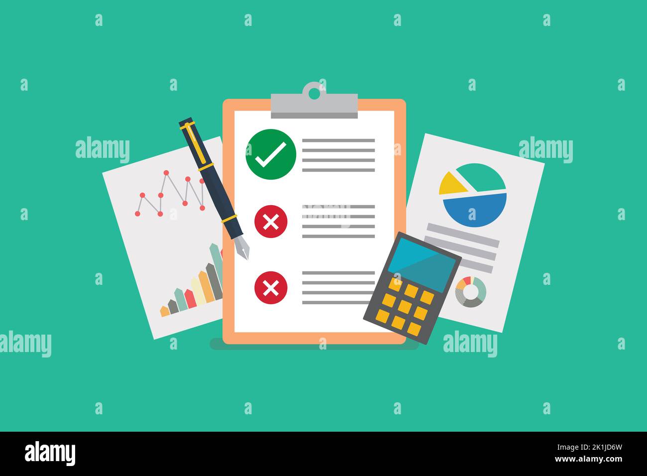 Report documents in flat style. Vector illustration Stock Vector