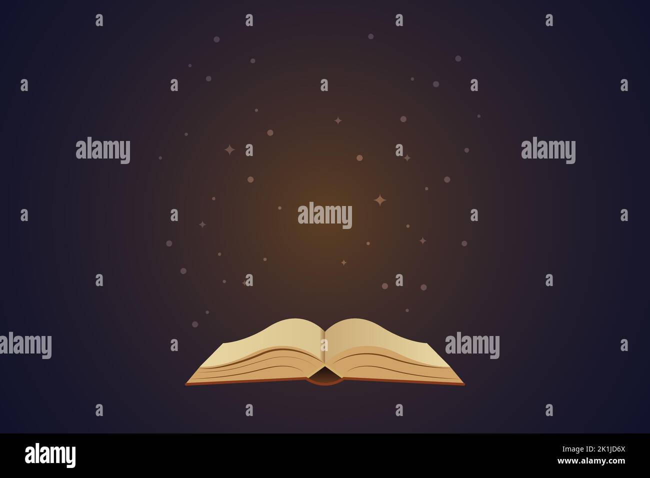 Opened Book With Magic Lights. Vector illustration Stock Vector
