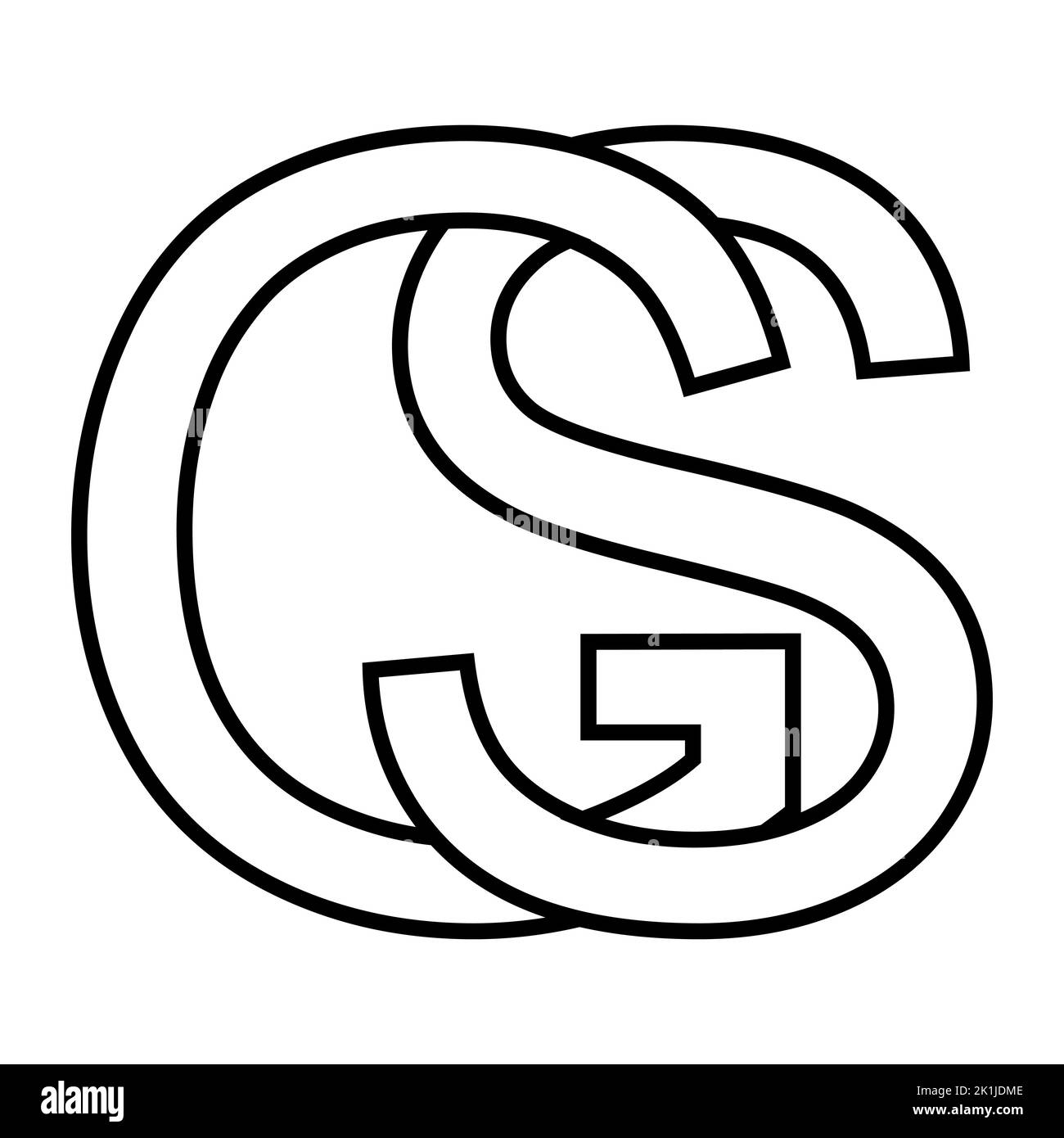 Logo sign gs sg icon nft interlaced letters g s Stock Vector