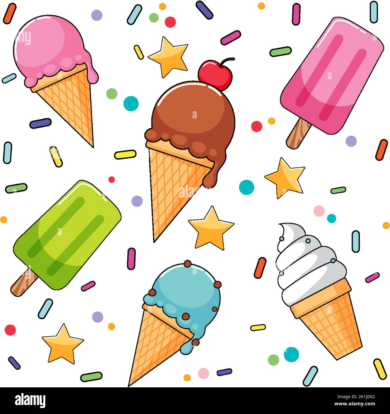 Sweet ice cream seamless pattern illustration Stock Vector Image & Art ...
