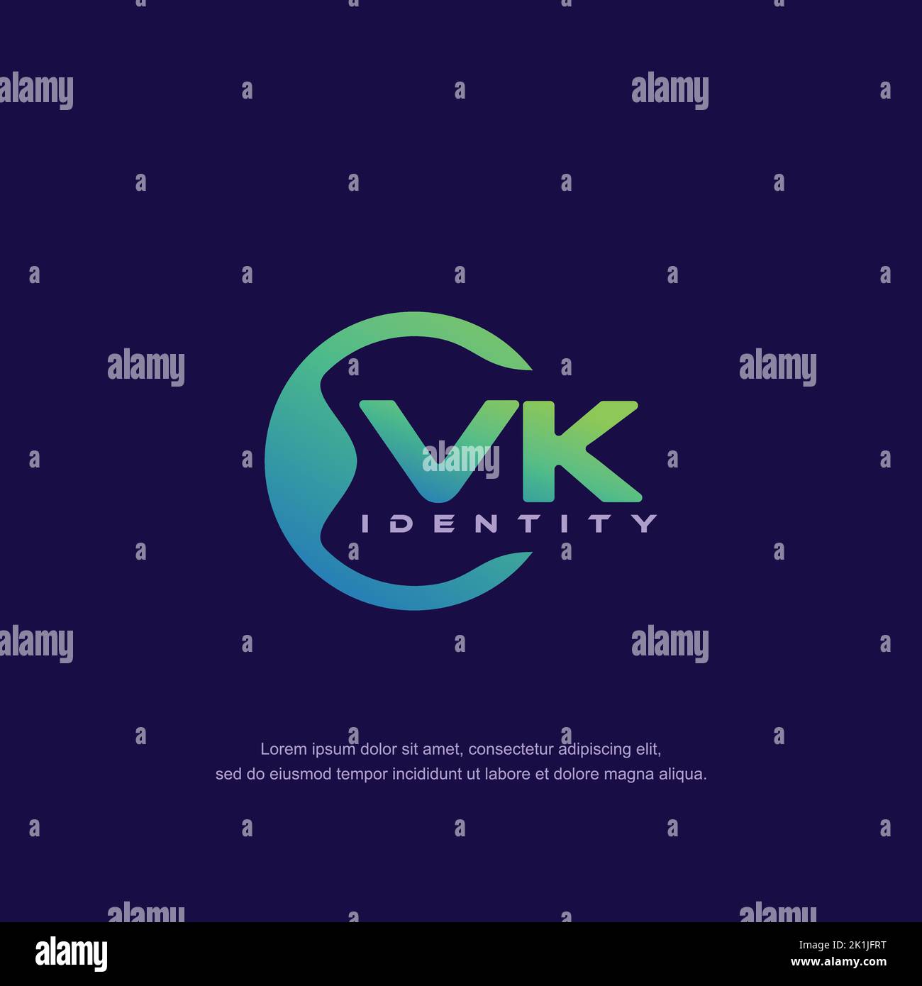 VK Initial letter circular line logo template vector with gradient color Stock Vector