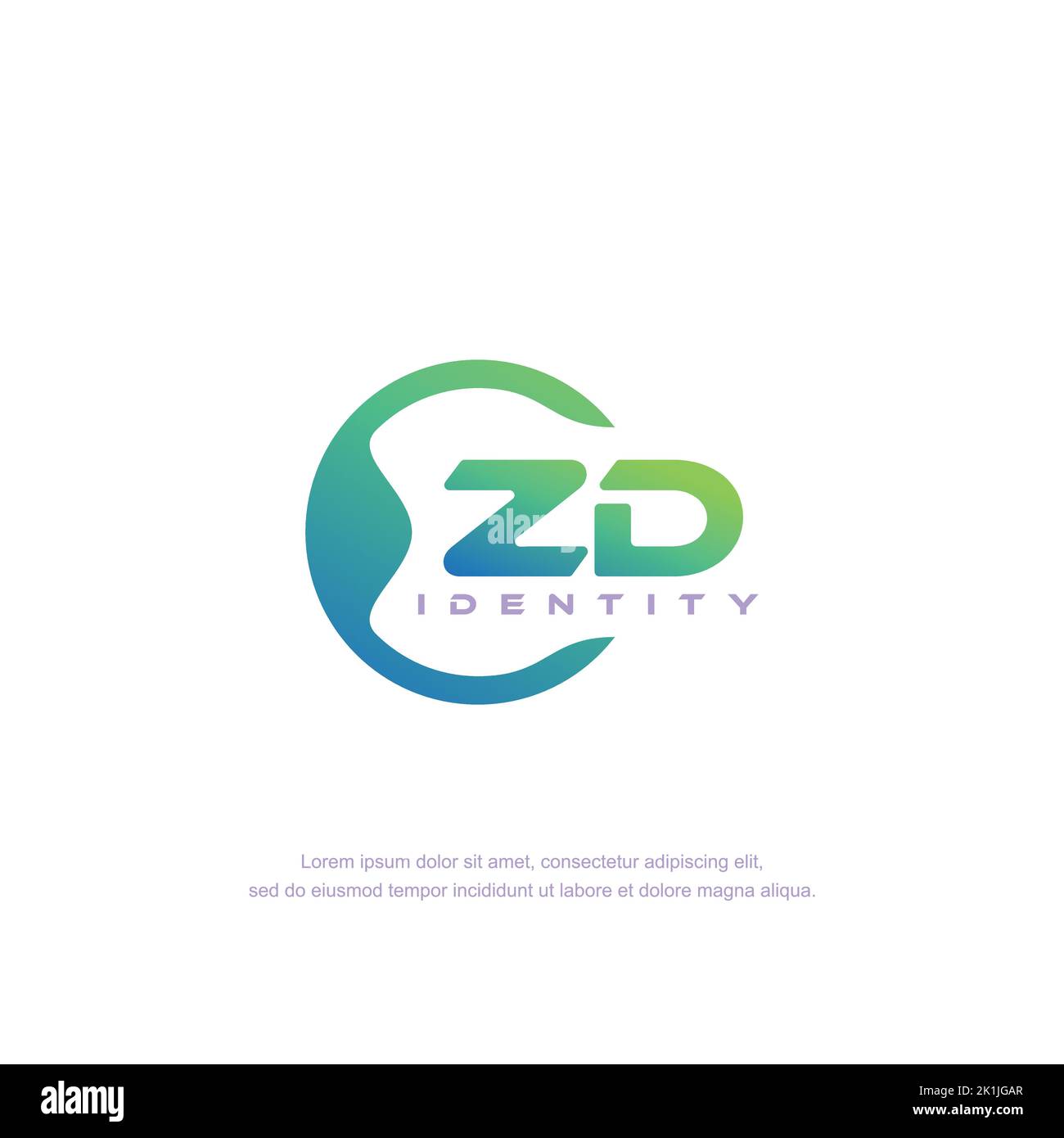 ZD Initial letter circular line logo template vector with gradient color Stock Vector