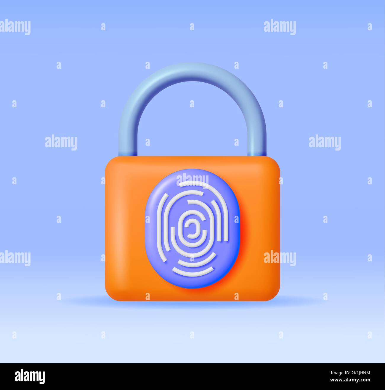 3D Fingerprint on Padlock Isolated Stock Vector
