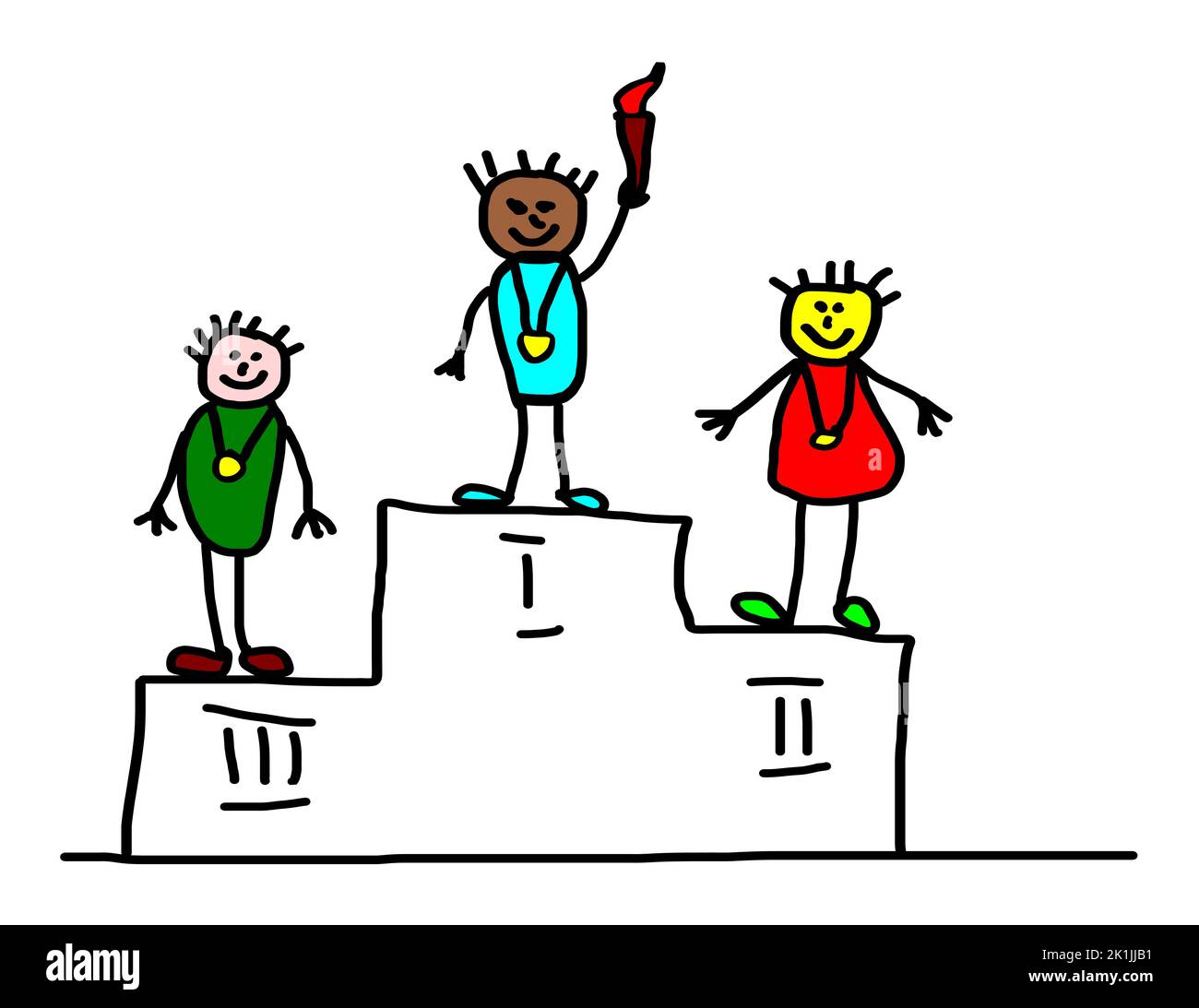 Kids drawing - olympic champions Stock Photo