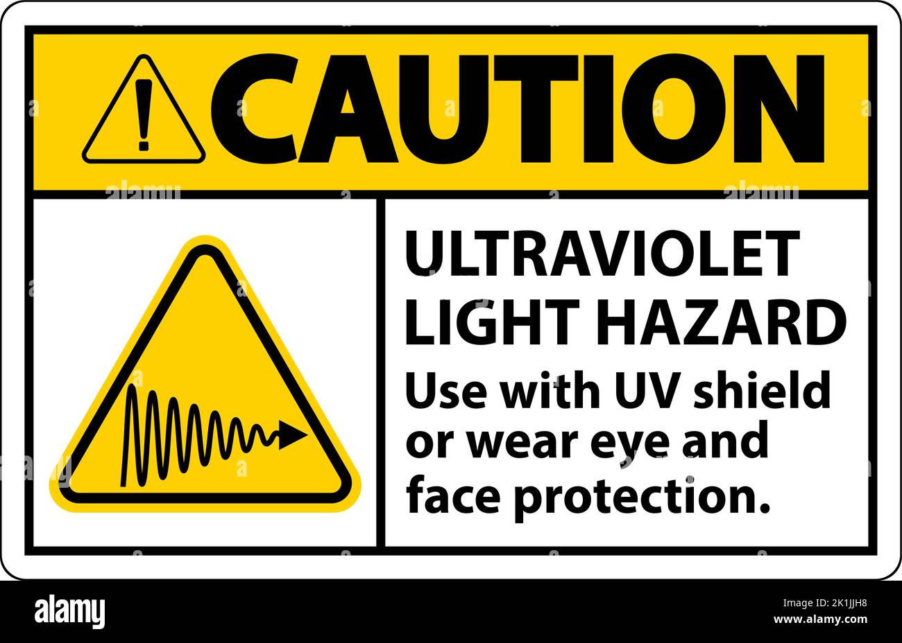 Caution Ultraviolet Light Hazard Label On White Background Stock Vector