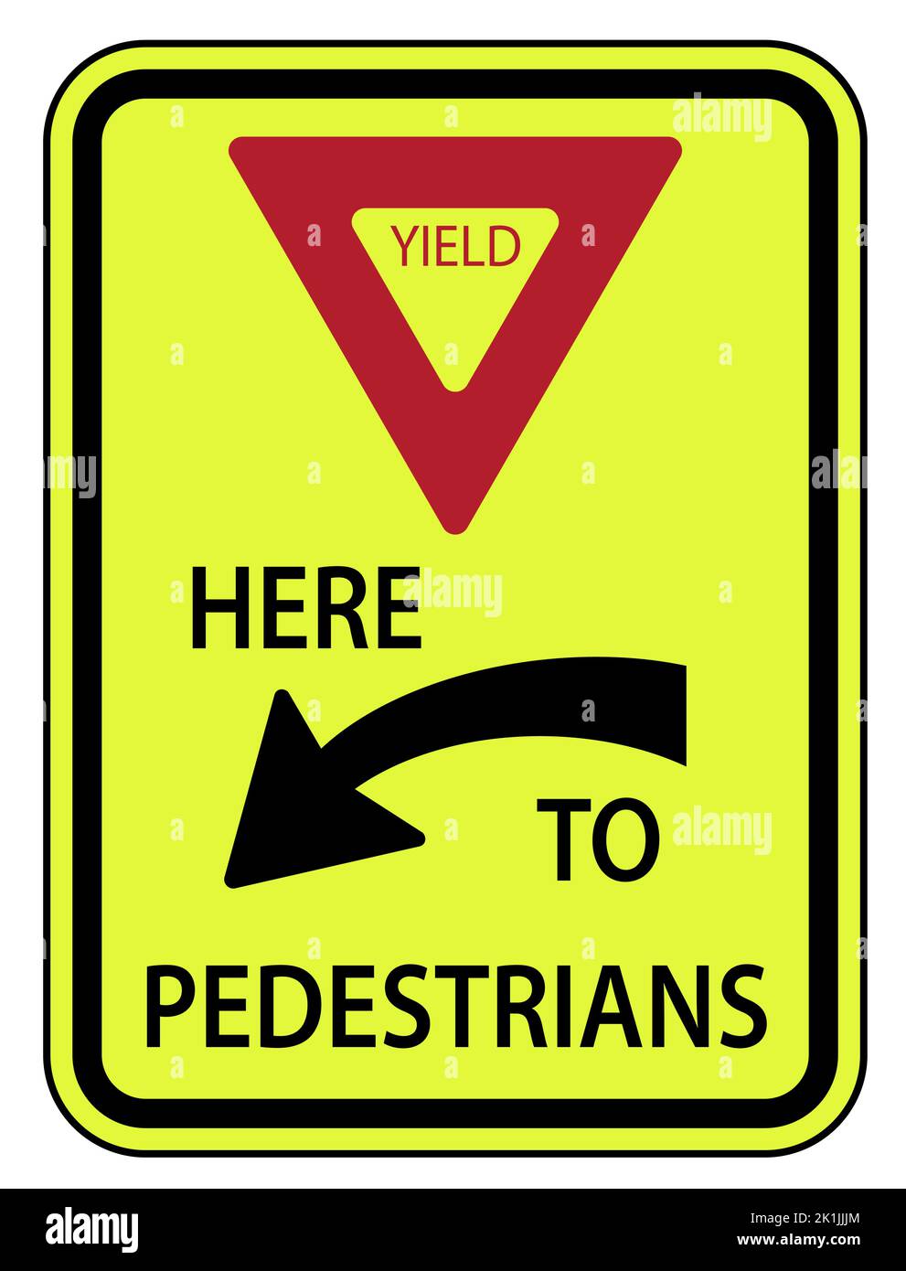 Traffic Road Sign Yield Here To Pedestrians Alternative Warning Stock Vector