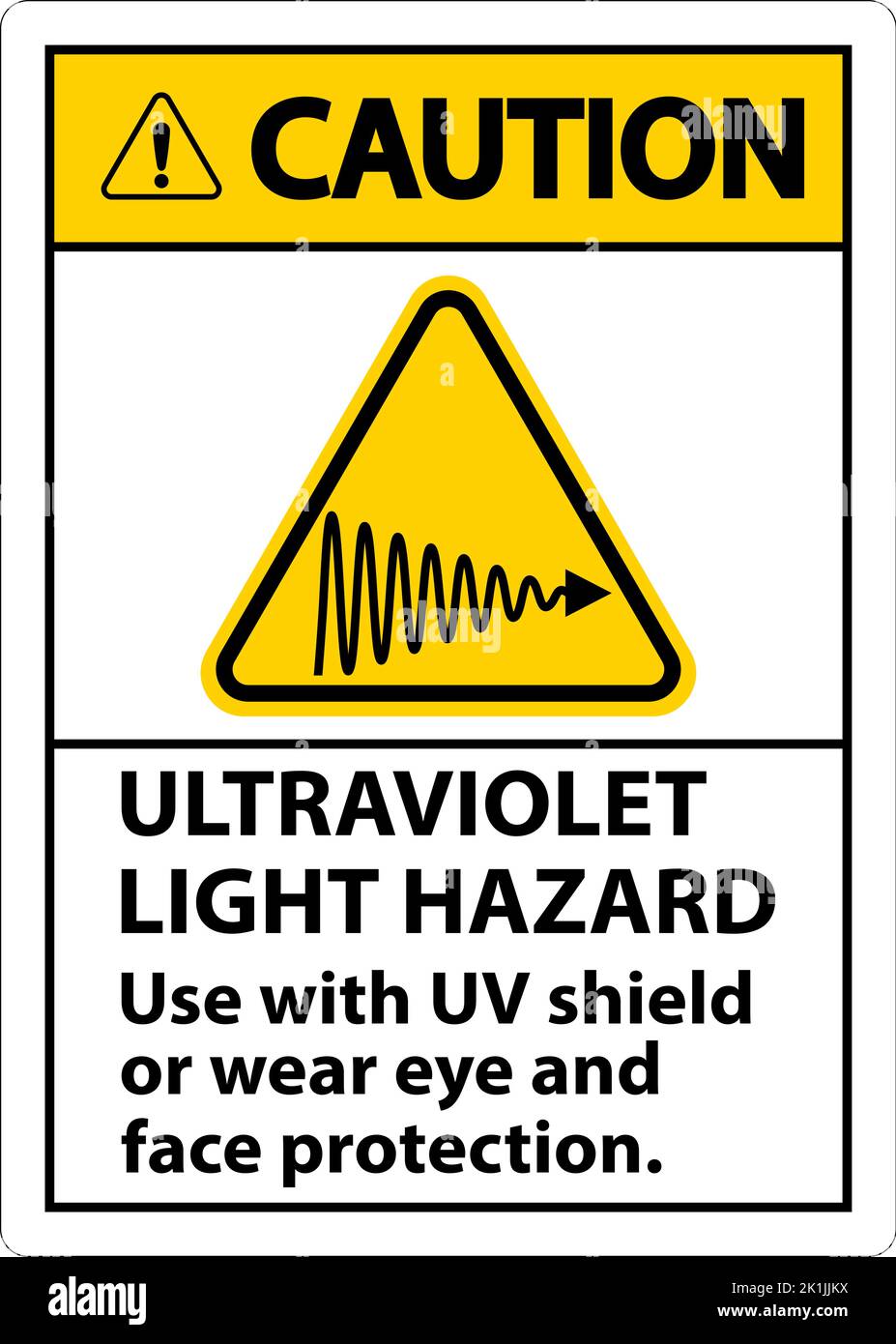 Caution Ultraviolet Light Hazard Label On White Background Stock Vector