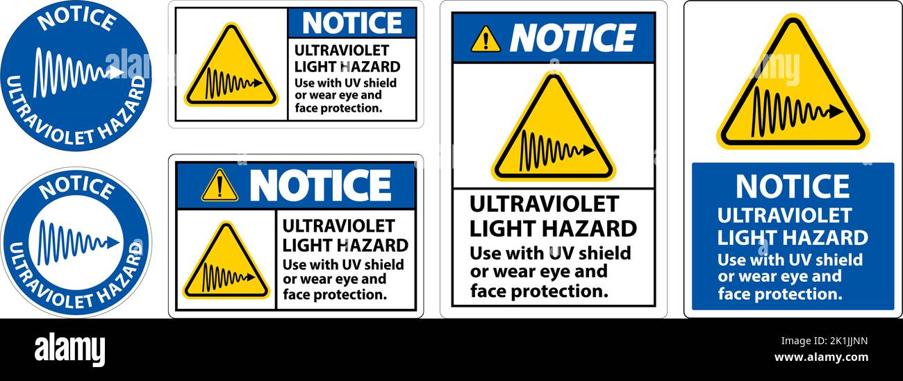Notice Ultraviolet Light Hazard Label On White Background Stock Vector