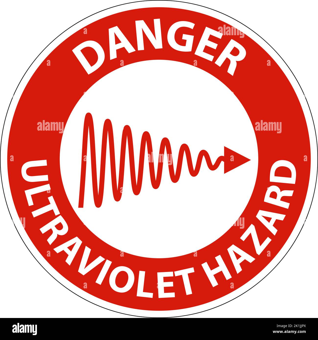 Danger Ultraviolet Light Hazard Label On White Background Stock Vector