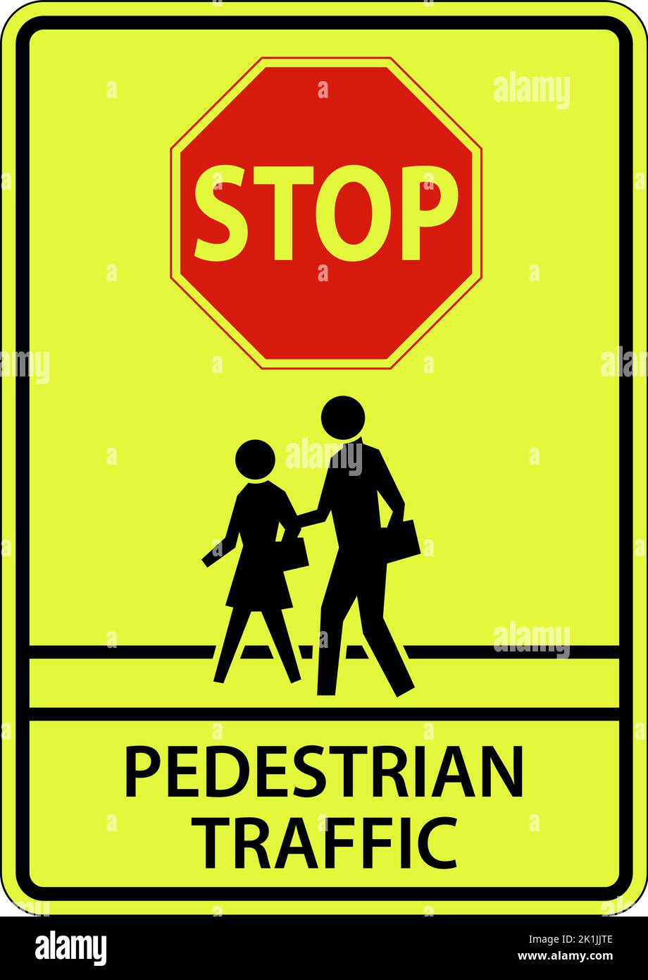 Stop Pedestrian Traffic Sign On White Background Stock Vector