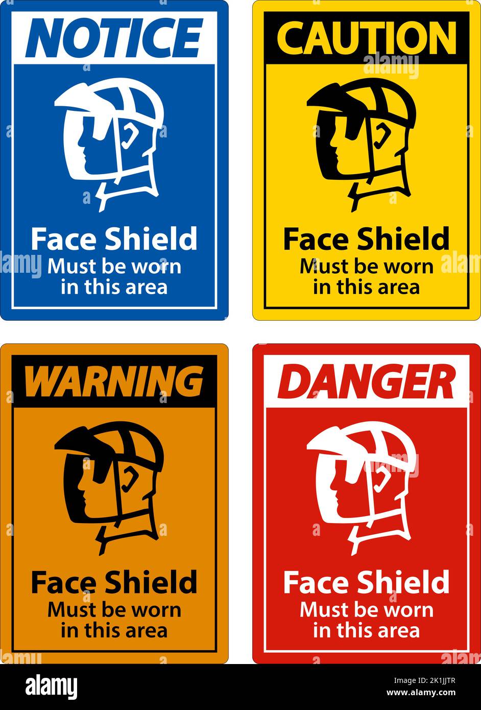 Face Shield Must Be Worn Sign On White Background Stock Vector