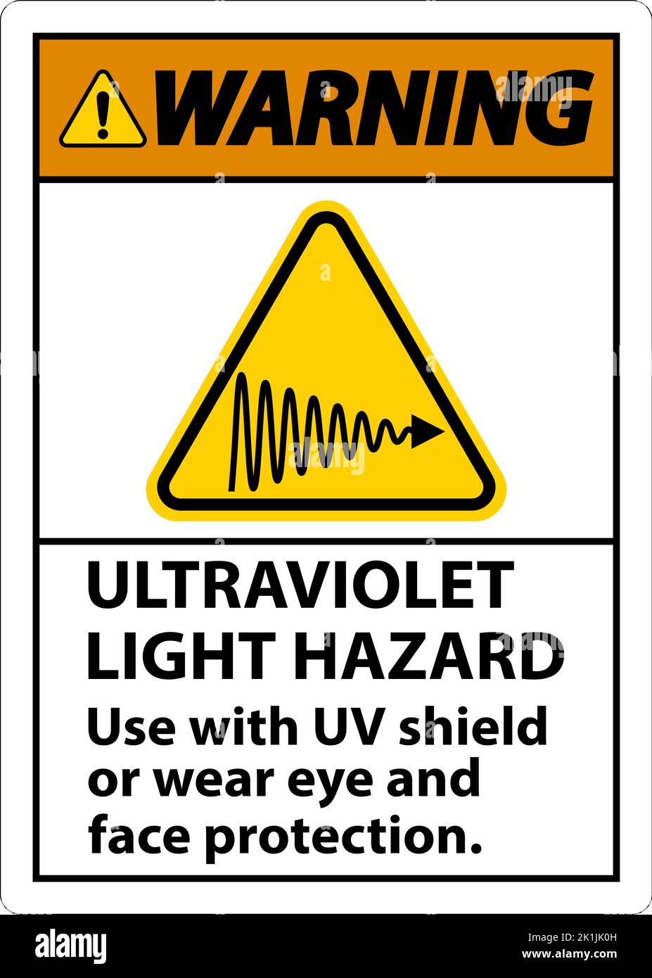 Warning Ultraviolet Light Hazard Label On White Background Stock Vector