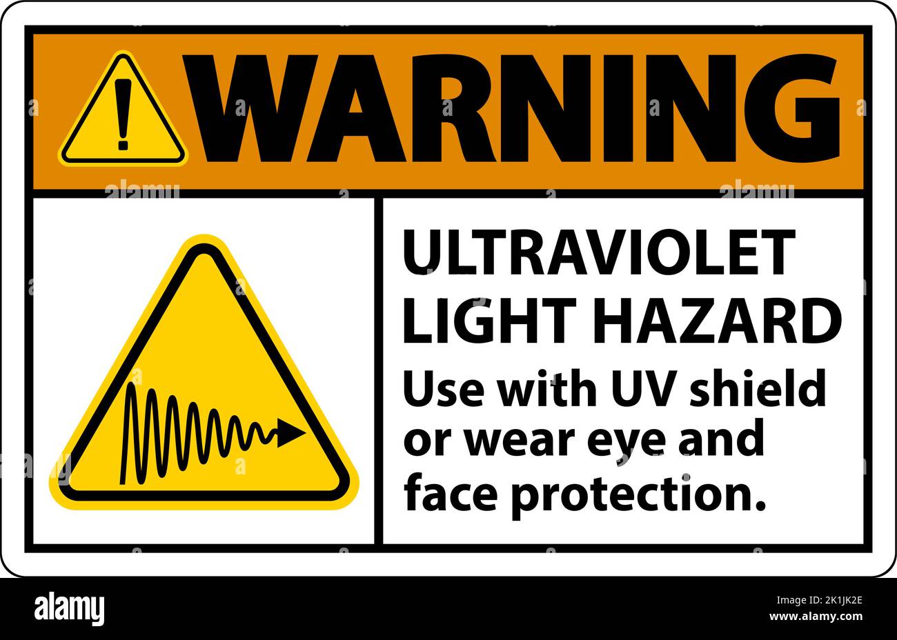 Warning Ultraviolet Light Hazard Label On White Background Stock Vector