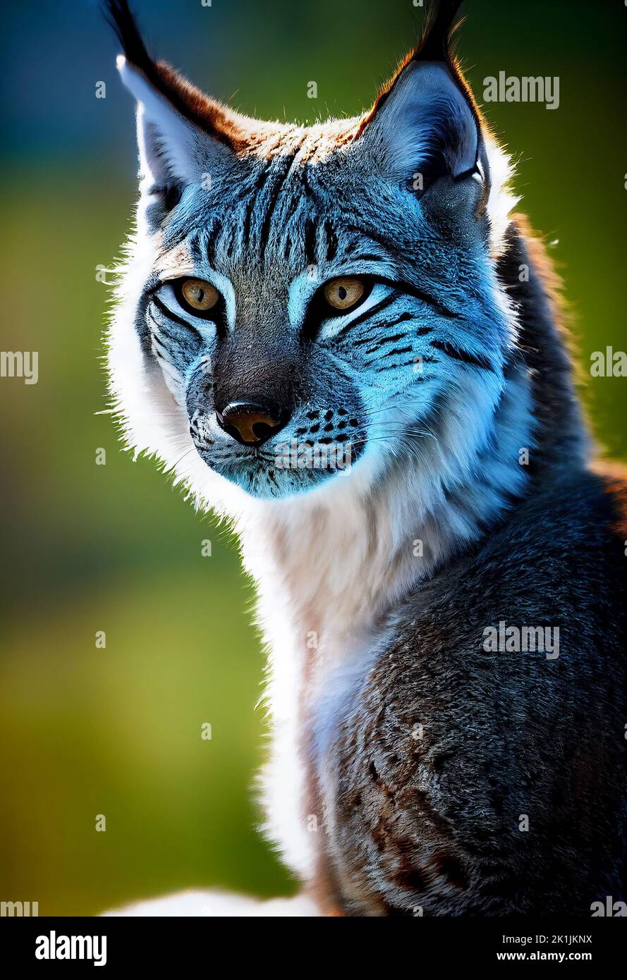 Realistic lynx portrait. AI generated computer graphics. 3D rendering. Stock Photo