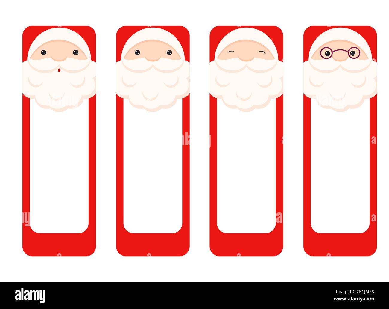 Set of vector Christmas gift tag, card, badge, sticker with Santa Claus. Element for xmas scrapbooking, template card, greeting, decoration, congratul Stock Vector