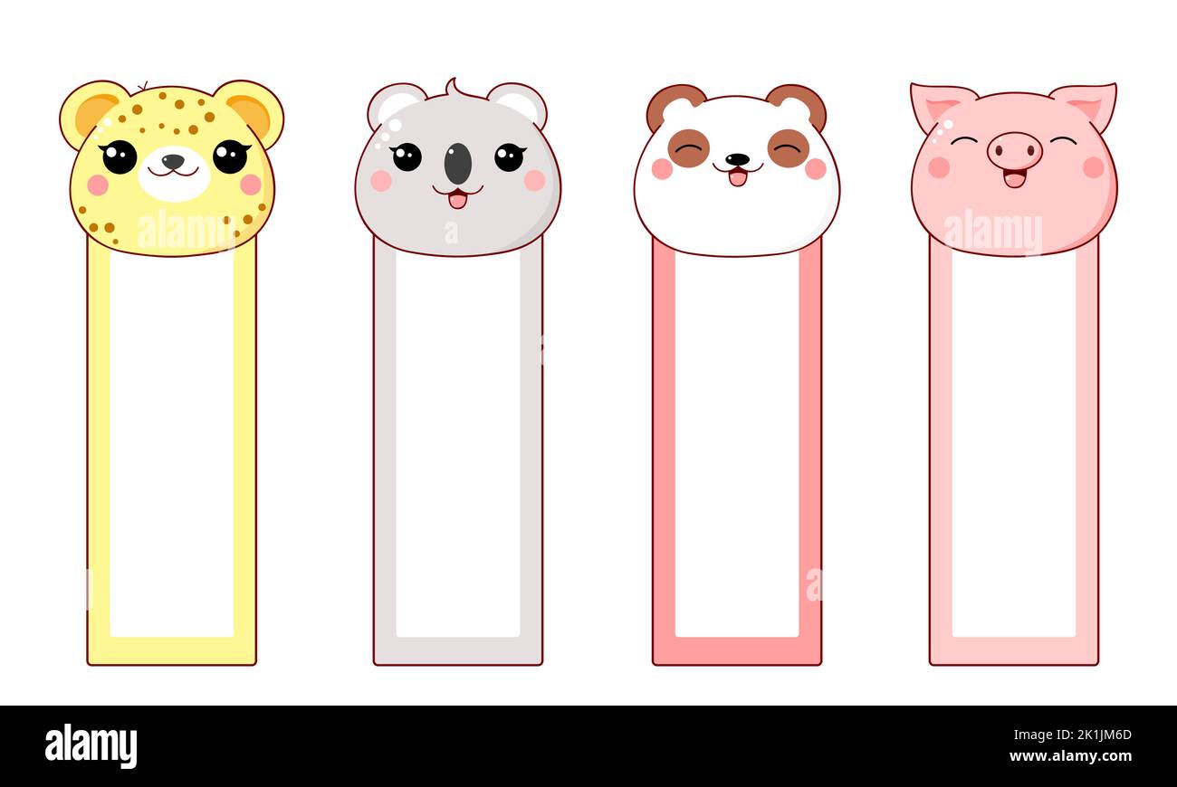 Set of vertical banner, flyer, placard with cute cartoon animals. Baby collection of gift tag with animal. Template card, sticker for decoration, cong Stock Vector