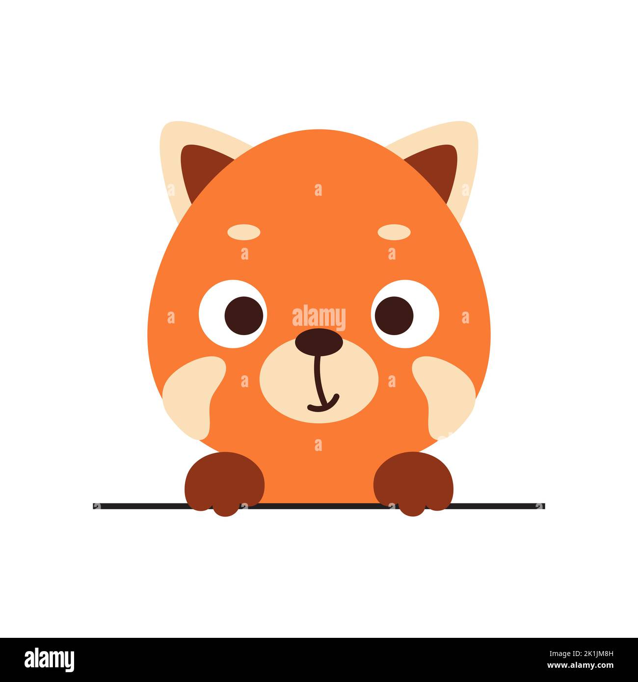 Cute little red panda head on white background. Cartoon animal