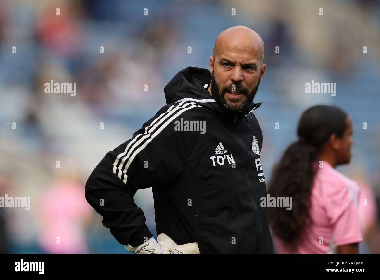 Leicester, UK. 18th Sep, 2022. Leicester, England, September 18th 2022: Tony ONeil (Goalkeeping Coach of Leicester City Women) looks on in the warmup prior to the Barclays FA Womens Super League game between Leicester City and Tottenham Hotspur at the King Power Stadium in Leicester, England. (James Holyoak/SPP) Credit: SPP Sport Press Photo. /Alamy Live News Stock Photo