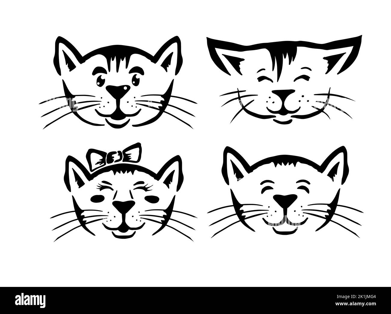 Cute faces of cats. Vector illustration Stock Vector Image & Art - Alamy