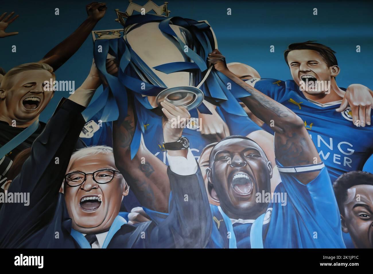 Leicester, UK. 18th Sep, 2022. September 18, 2022, Leicester, England, United Kingdom: Leicester, England, September 18th 2022: A mural is seen in the concourse of the King Power Stadium during the Barclays FA Womens Super League game between Leicester City and Tottenham Hotspur at the King Power Stadium in Leicester, England. (Credit Image: © James Holyoak/Sport Press Photo via ZUMA Press) Credit: Zuma Press/Alamy Live News Stock Photo