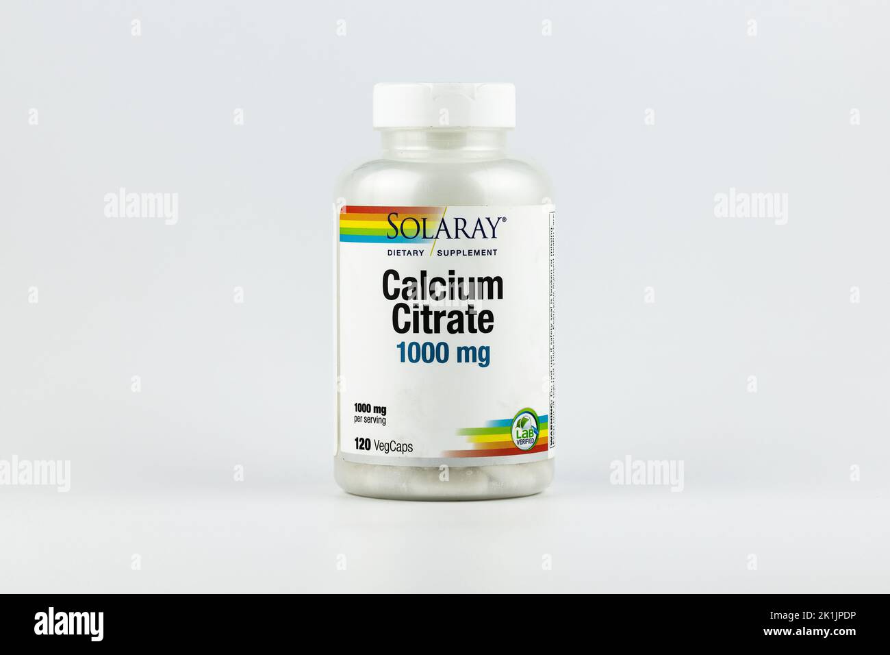 calcium citrate editorial. dietary supplement in the jar Stock Photo