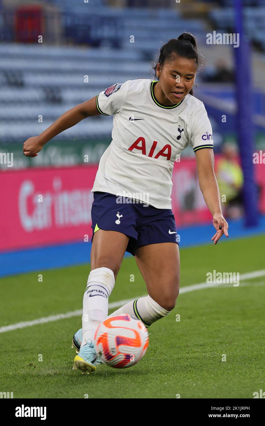 Leicester, UK. 18th Sep, 2022. September 18, 2022, Leicester, England, United Kingdom: Leicester, England, September 18th 2022: Asmita Ale (13 Tottenham Hotspur) during the Barclays FA Womens Super League game between Leicester City and Tottenham Hotspur at the King Power Stadium in Leicester, England. (Credit Image: © James Holyoak/Sport Press Photo via ZUMA Press) Credit: Zuma Press/Alamy Live News Stock Photo