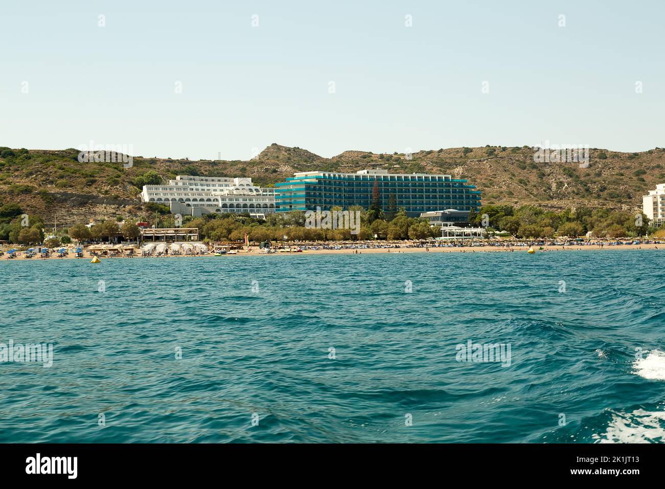 Hotels on the Beach in Faliraki, Greece Stock Photo Alamy
