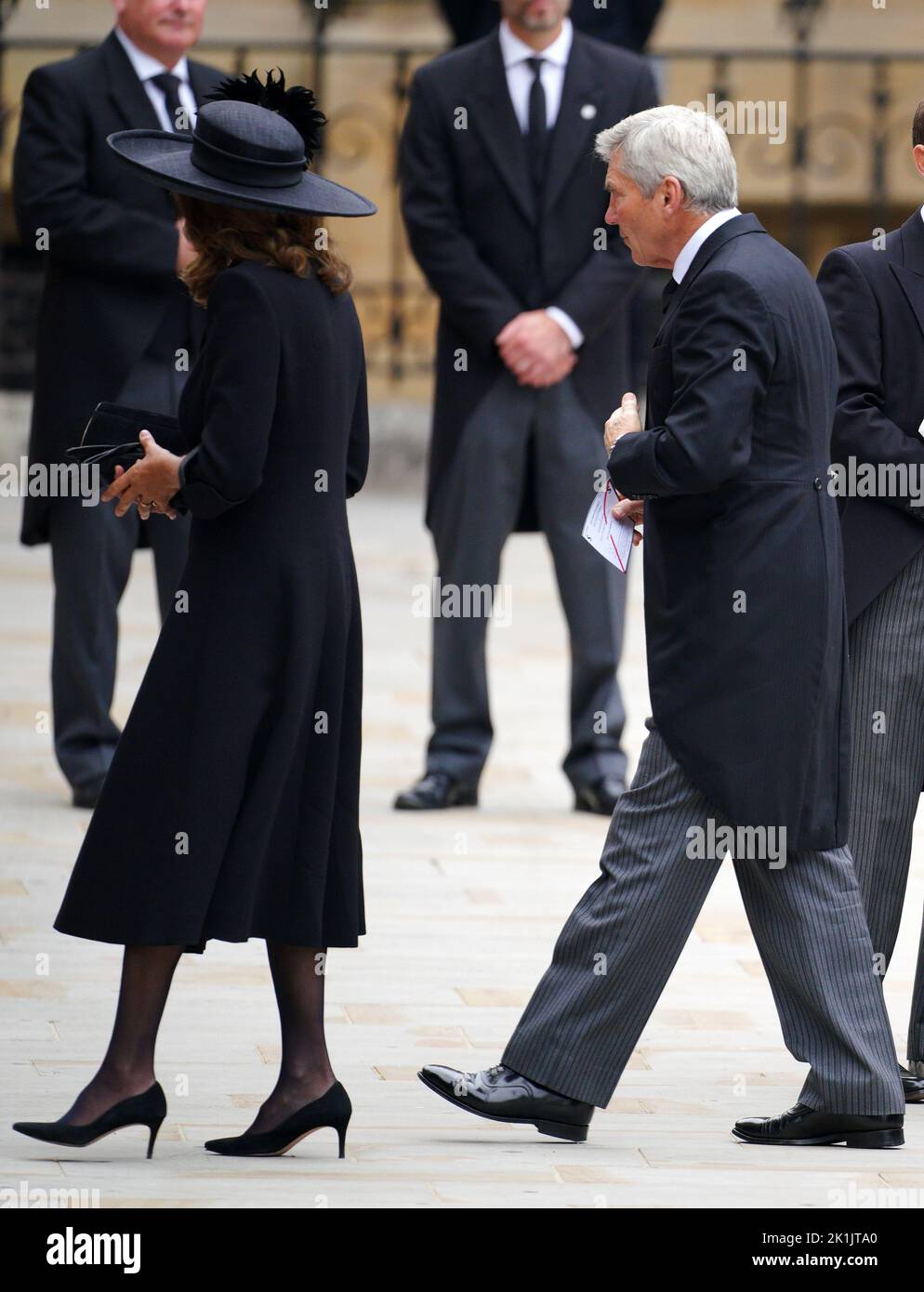 Carole Middleton and Michael Middleton arriving at the State Funeral of Queen Elizabeth II, held at Westminster Abbey, London. Picture date: Monday September 19, 2022. Stock Photo