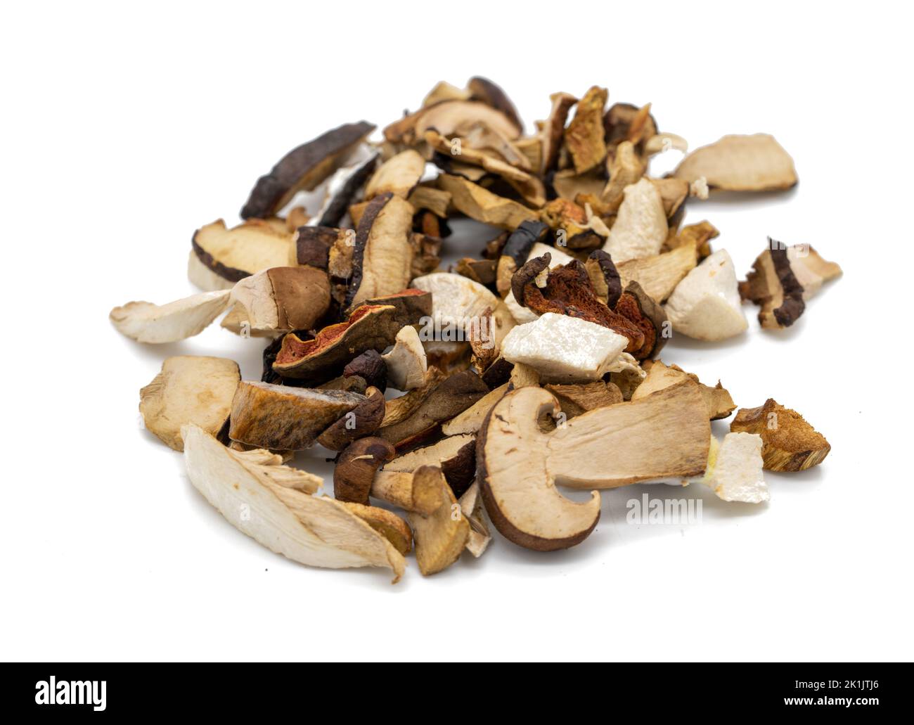 Mushrooms dried on white background Stock Photo