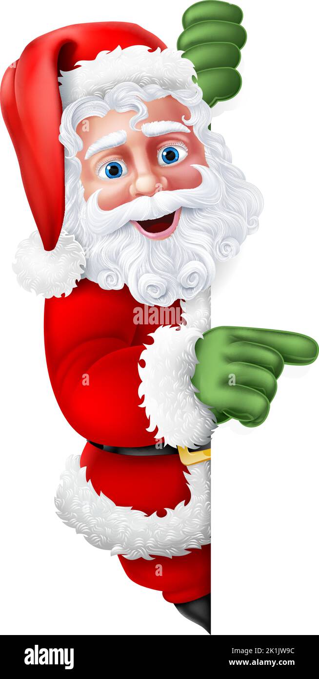Santa Claus Christmas Pointing at Sign Cartoon Stock Vector