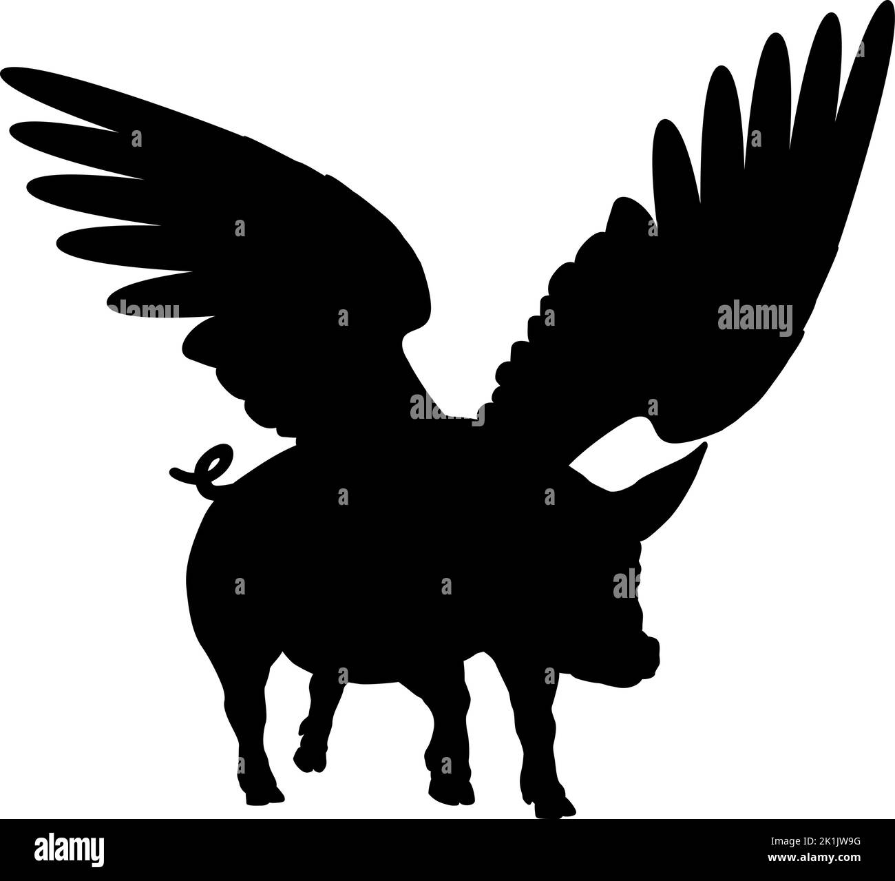 Flying Pig Wings Silhouette Saying Pigs Might Fly Stock Vector