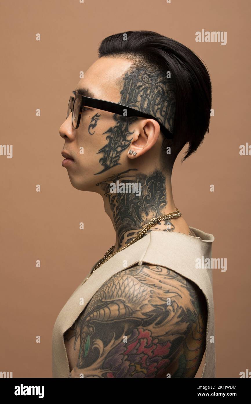 Neck tattoo man hi-res stock photography and images - Alamy