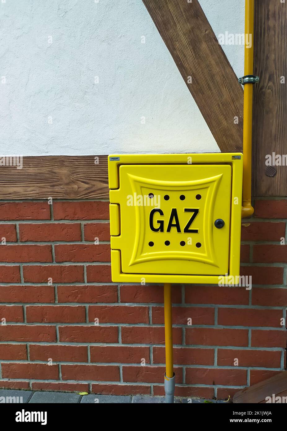 Outdoor metal gas connection box at the wall Stock Photo Alamy