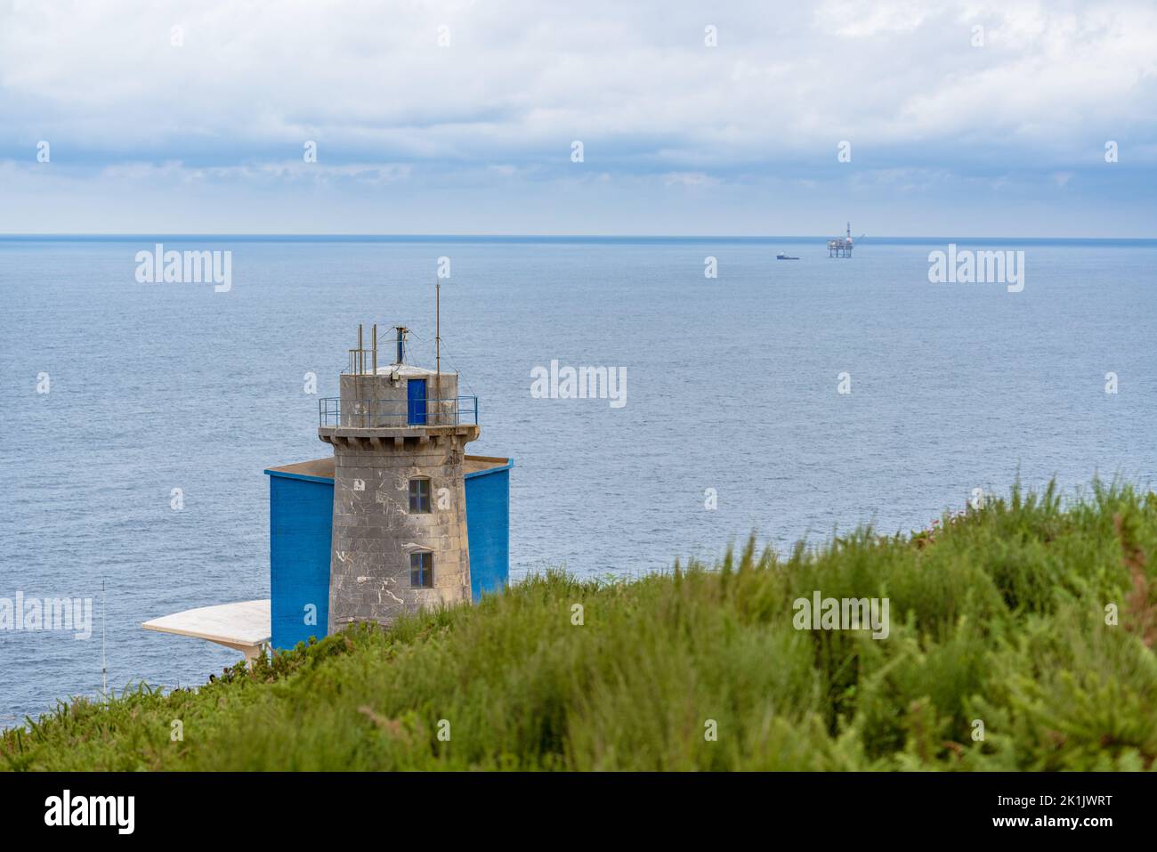 Cabo Machichaco Lighthouse on the Spanish Basque Country Coast Stock Photo