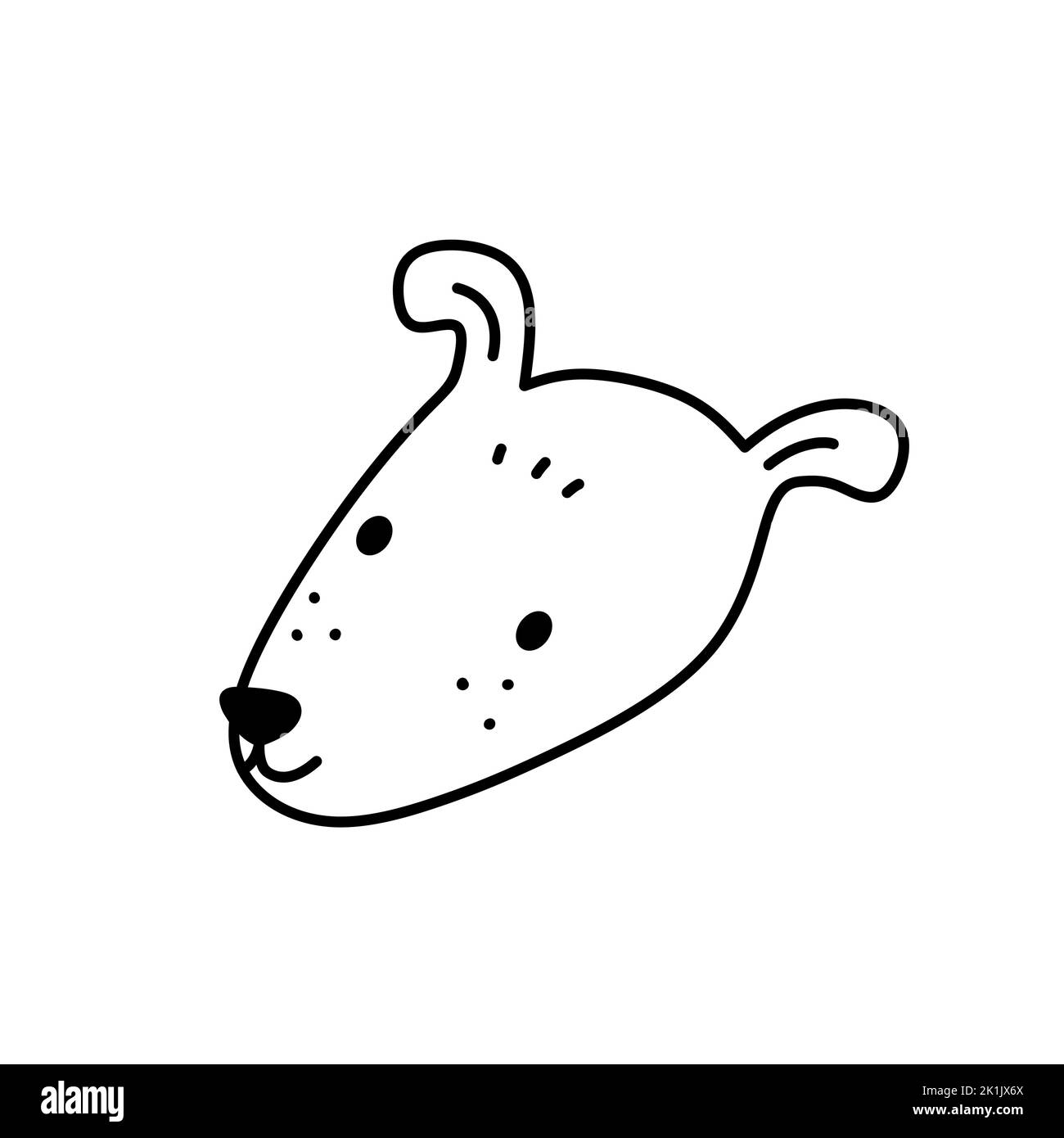 Cute dog face isolated on white background. Happy puppy. Vector hand ...