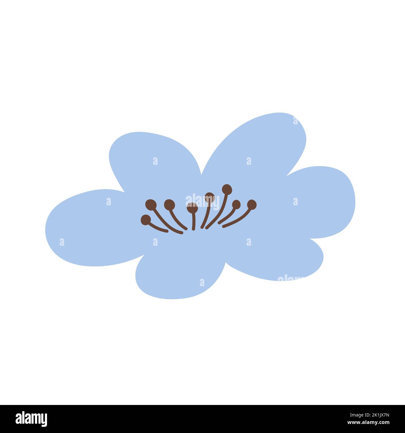Cute blue flower isolated on white background. Vector illustration in ...