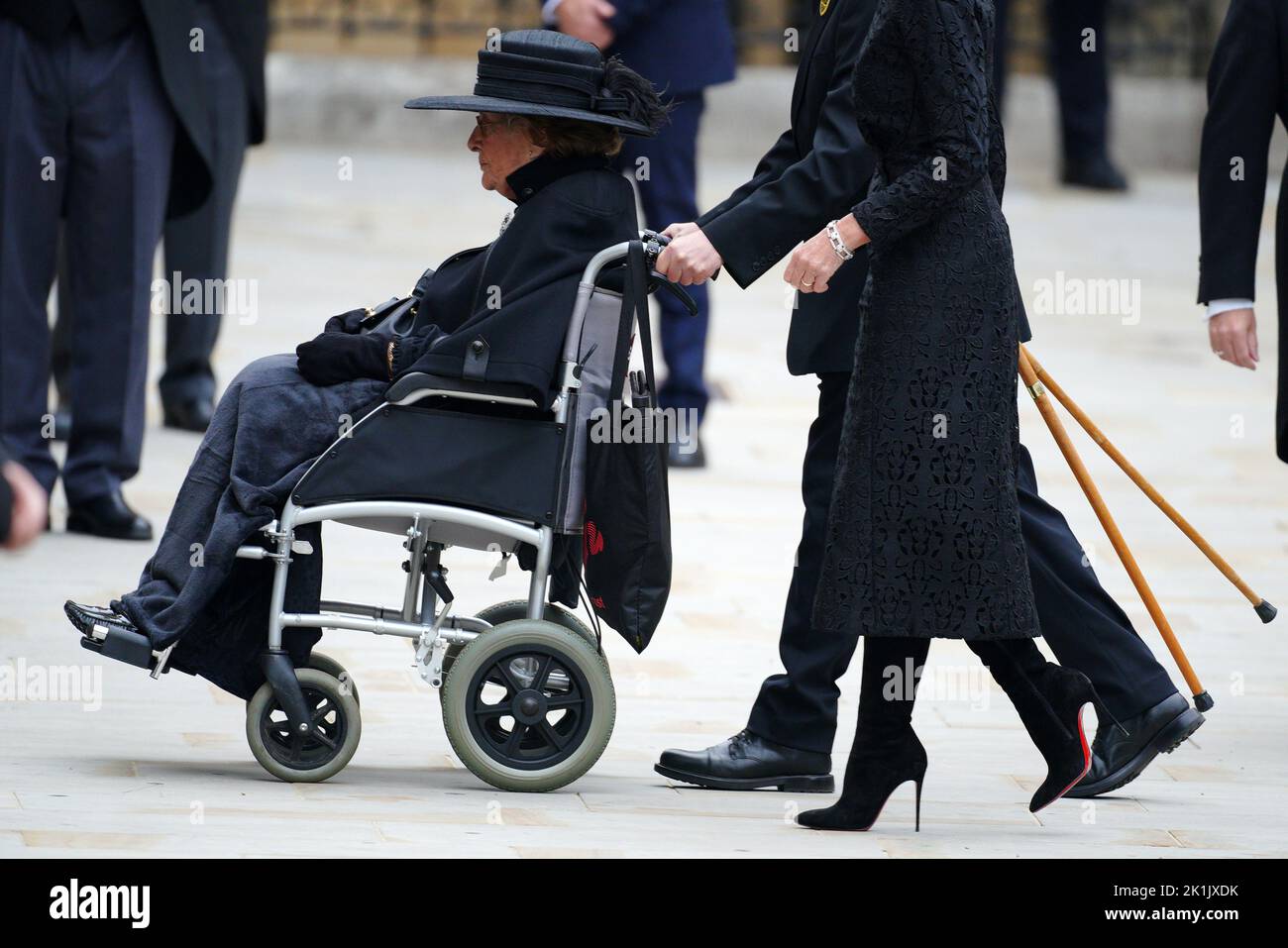 Lady Pamela Hicks arrives at the State Funeral of Queen Elizabeth II, held at Westminster Abbey, London. Picture date: Monday September 19, 2022. Stock Photo