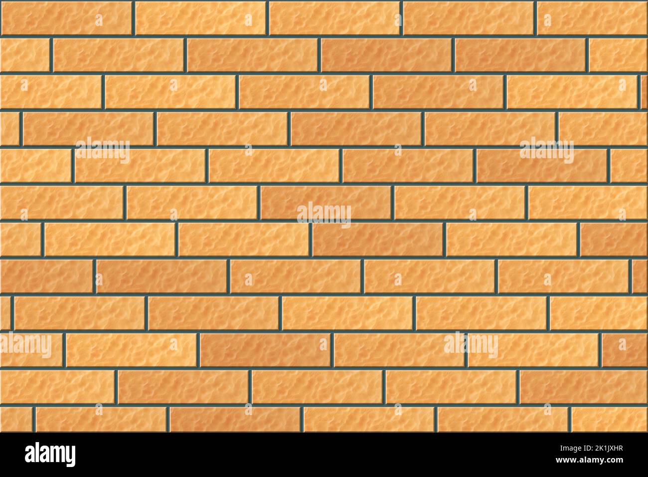 3d image, yellow brick on gray concrete, brick texture background Stock Photo