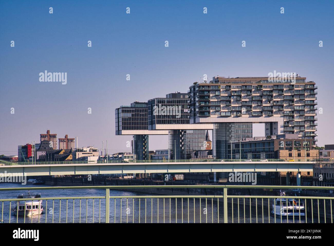 Crane house in cologne, germany. Modern architecture at the port of the