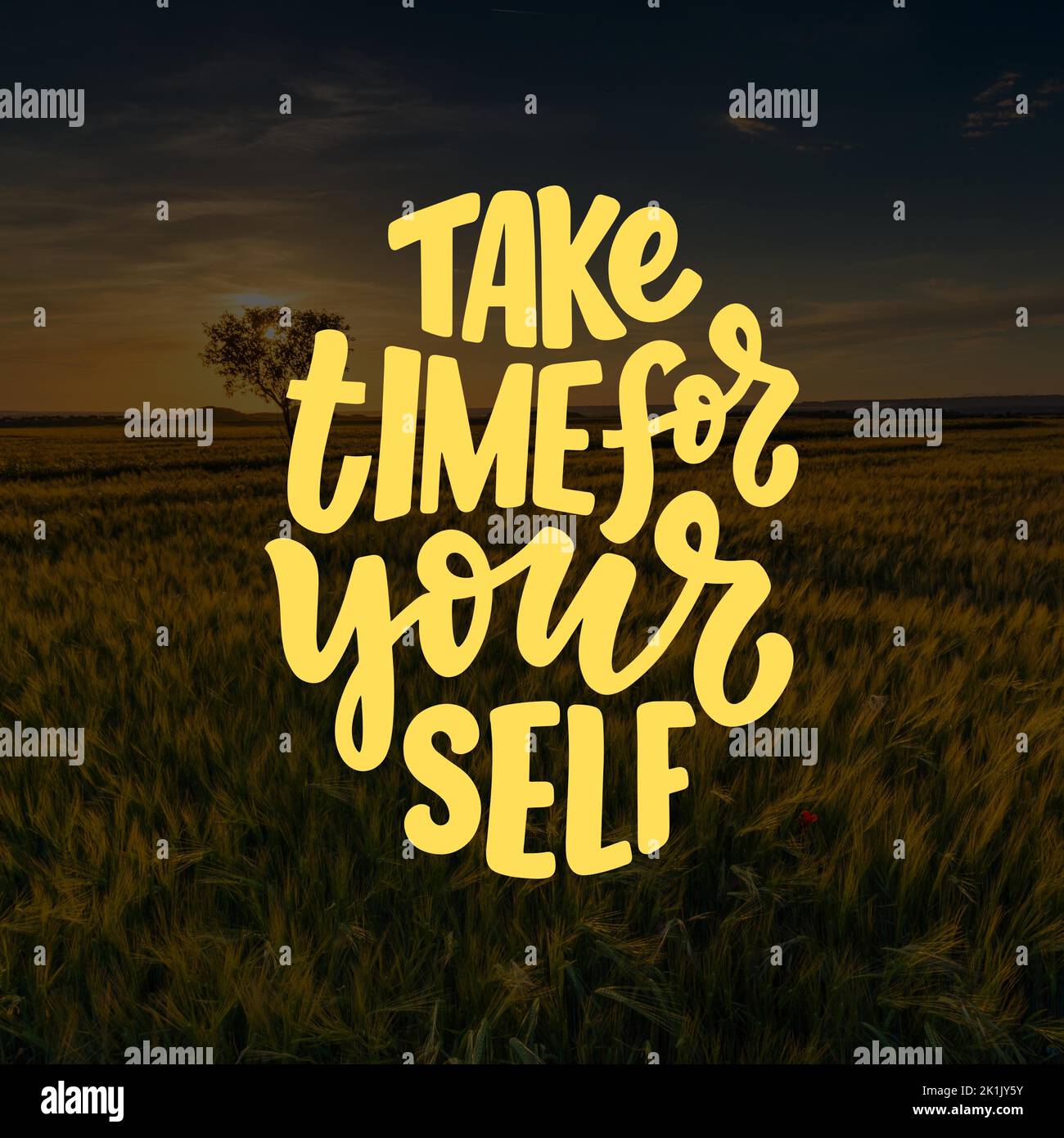Take time for your self. Motivational quote on natute background Stock Photo
