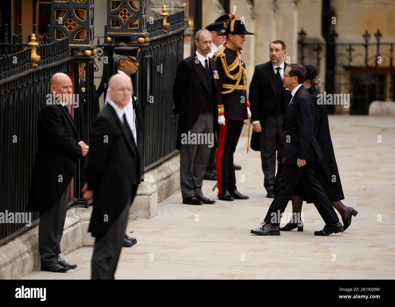 Israel's President Isaac Herzog arrives at Westminster Abbey, on the day of the state funeral and burial of Britain's Queen Elizabeth, in London, Britain, September 19, 2022   REUTERS/John Sibley Stock Photo