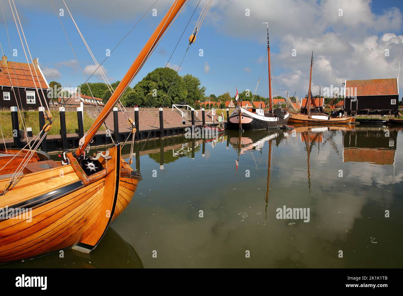 ENKHUIZEN, NETHERLANDS - SEPTEMBER 11, 2022: Zuiderzeemuseum, an open air museum on the shore of Ijsselmeer, with traditional fishermen cottages Stock Photo