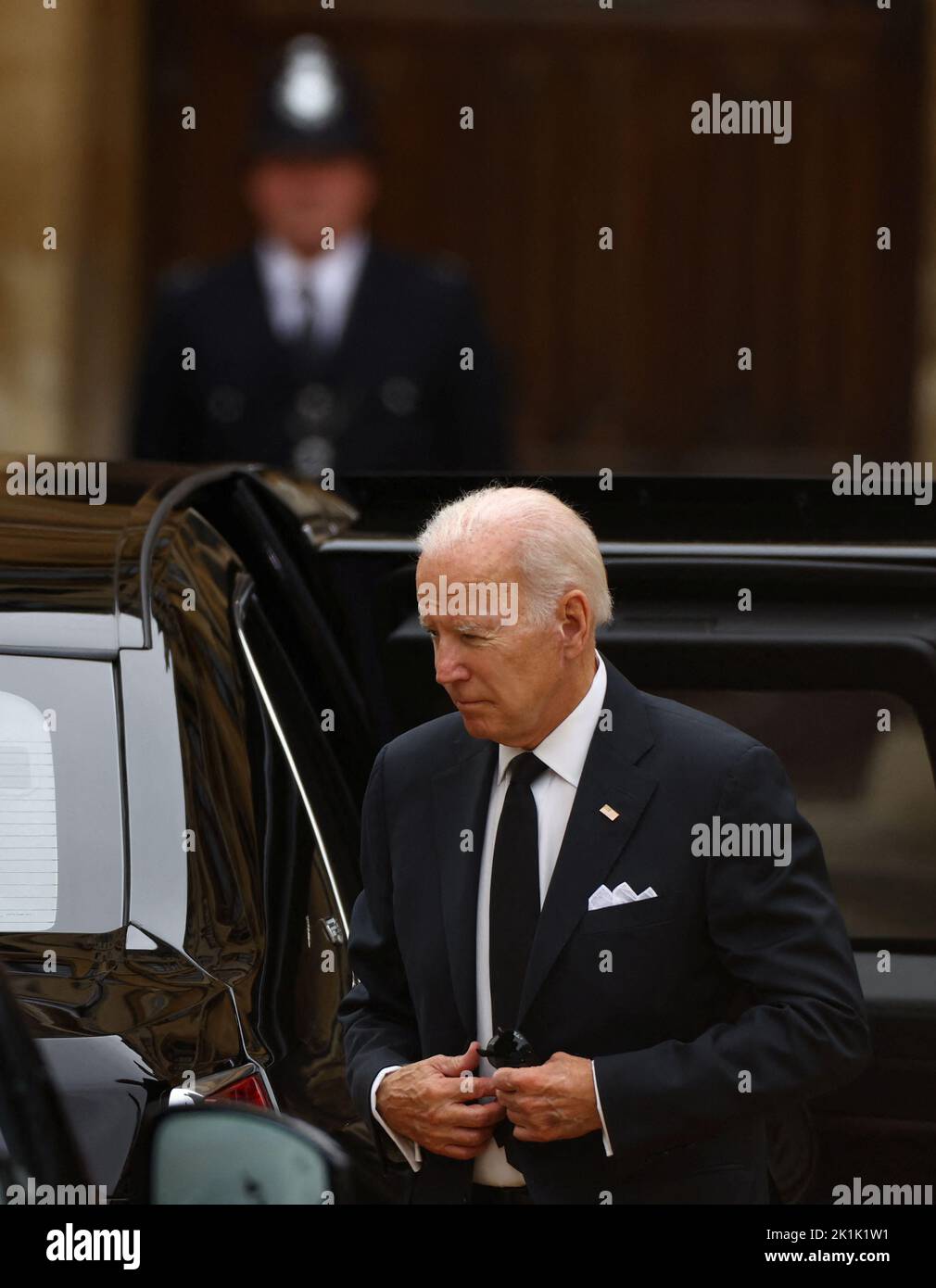 U.S. President Joe Biden attends the state funeral and burial of Britain's Queen Elizabeth, in London, Britain, September 19, 2022.  REUTERS/Kai Pfaffenbach Stock Photo