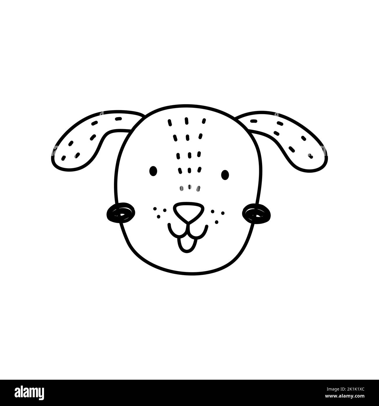 Cute dog face isolated on white background. Happy puppy. Vector hand